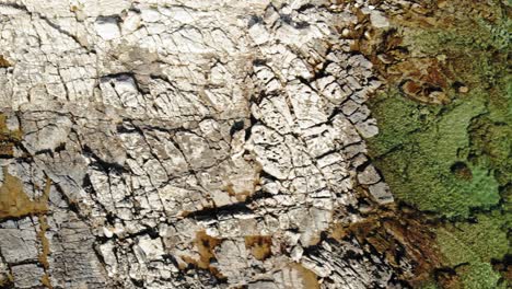 Amazing-Beach-Rock-Formation-And-Texture-of-Paralia-Emplisi,-Kefalonia,-Greece-in-Europe--Overflying-Aerial-Shot