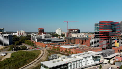 drone shot of downtown raleigh north carolina