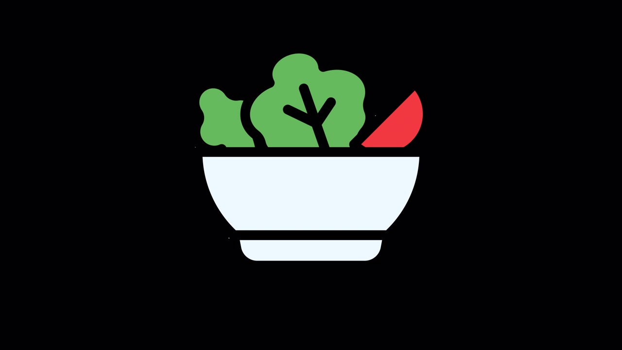 Ícone Animado de Saladeira em Fundo Preto