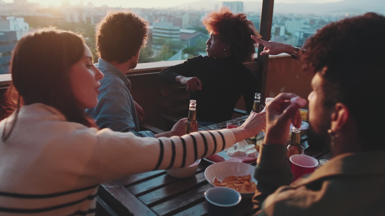 Group of people gathering on a rooftop