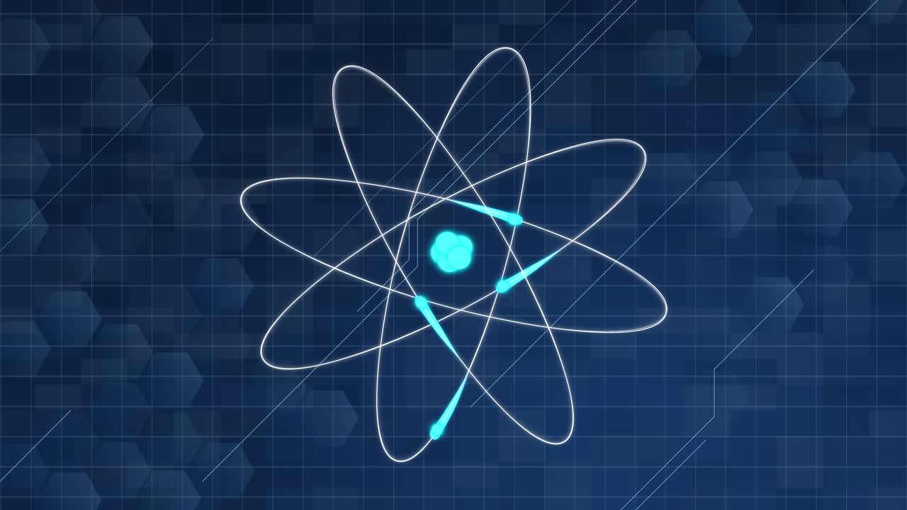 박동하는 핵을 가진 애니메이션 원자 도