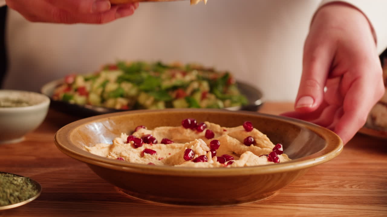 Hummus and Pita with Pomegranate