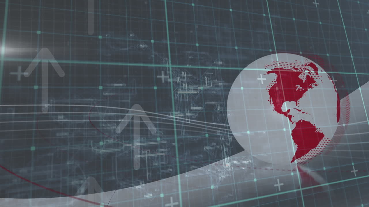 화살표의 애니메이션과 지구와 그리드에 대한 데이터 처리