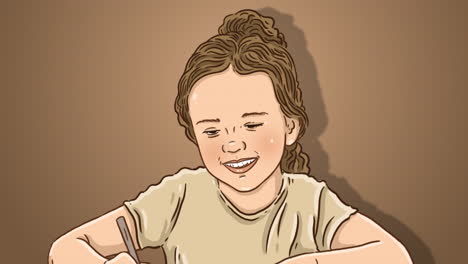 la niña escribiendo