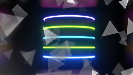 animación de formas en movimiento sobre senderos coloridos