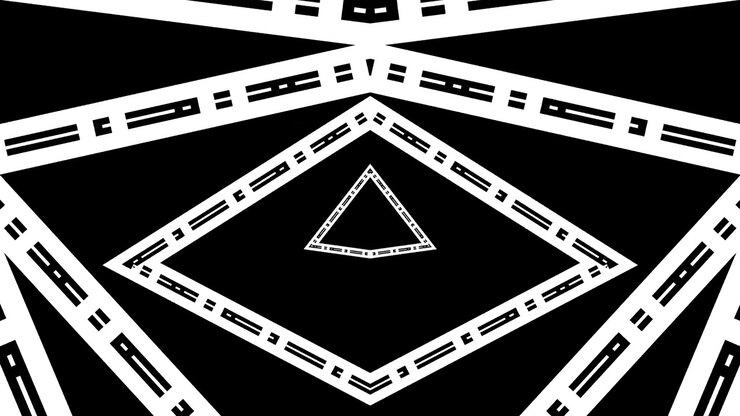 Abstract Geometric Tunnel Animation with Pulsing White Triangles