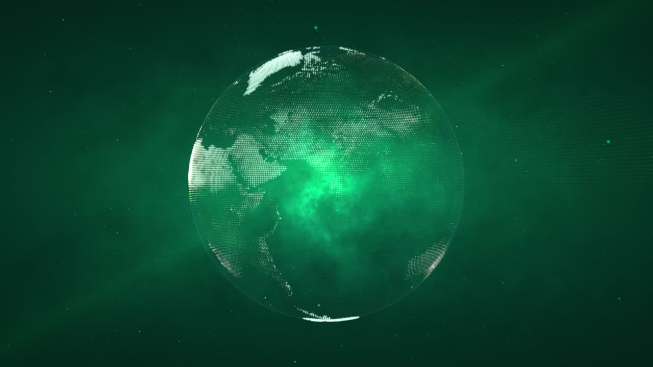 추상적인 녹색 행성 지구 별 입자 loopable.