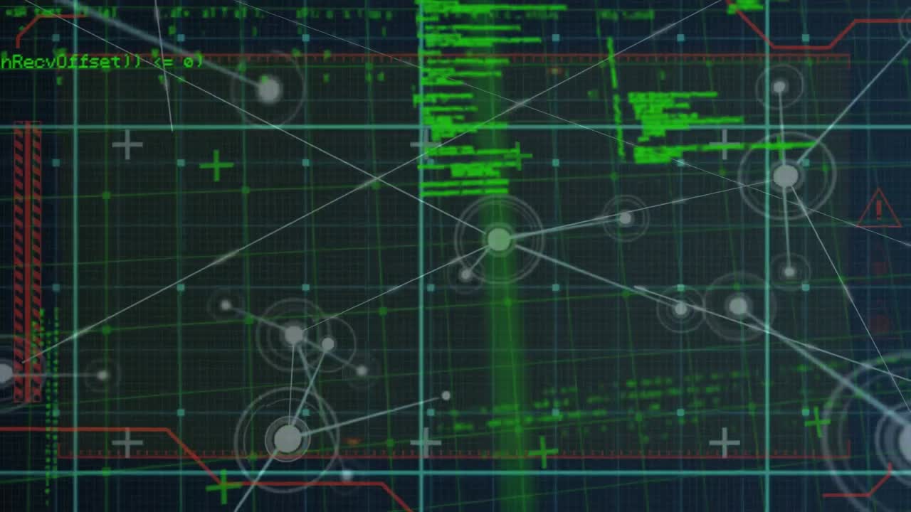 animación de la red de conexiones sobre el procesamiento de datos sobre fondo negro