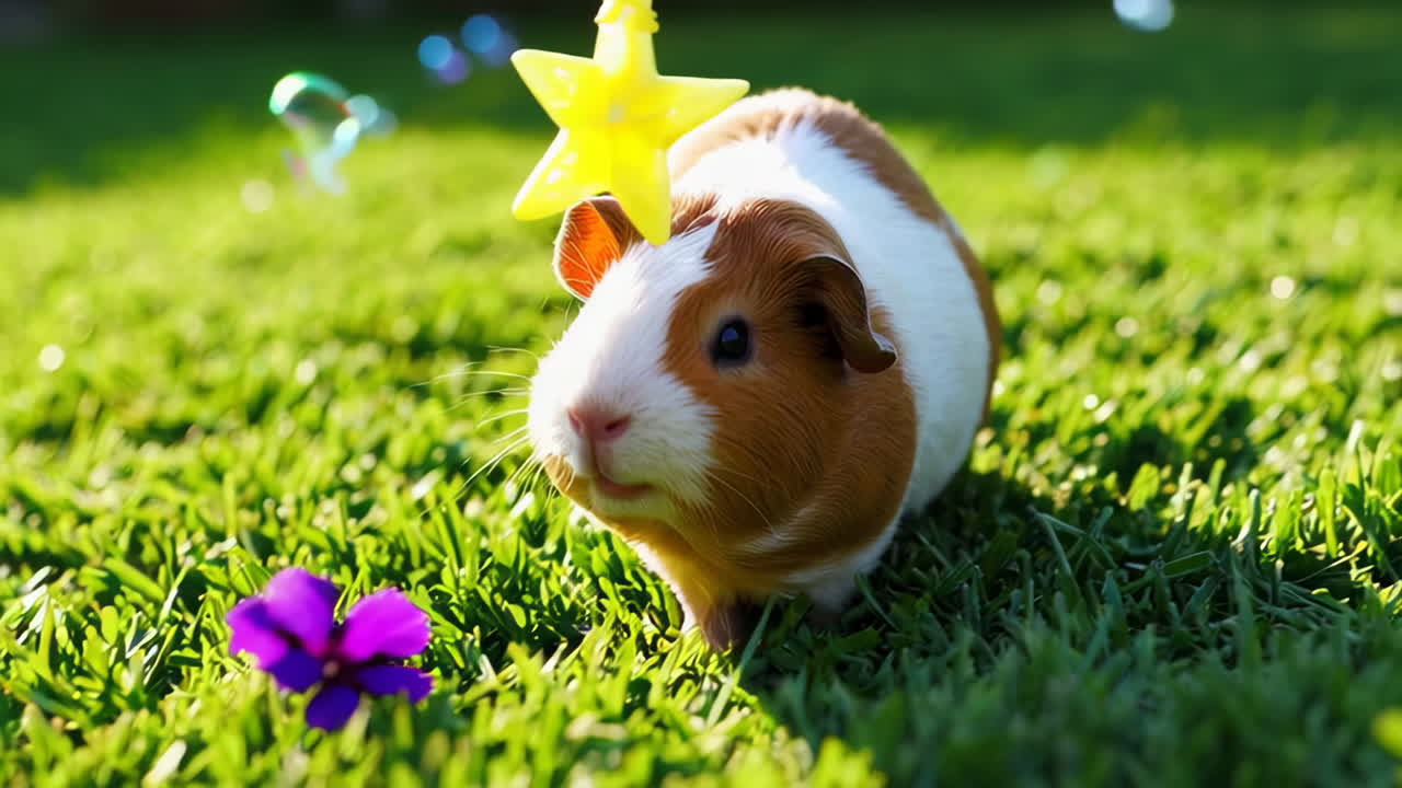 Colorful Bubbles in a Garden