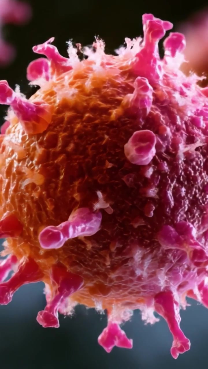 Visualizzazione microscopica di un virus: uno sguardo ravvicinato alla sua intricata struttura e alle sue caratteristiche uniche che evidenzia la scoperta scientifica