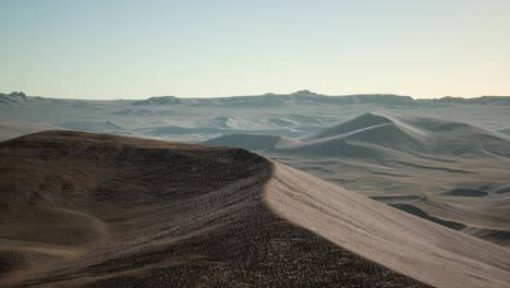 Aerial-view-on-big-sand-dunes-in-Sahara-desert-at-sunrise