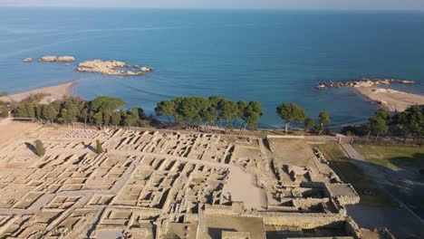 aerial-images-of-the-Greek-Roman-ruins-of-Ampurias-in-Costa-Brava-Girona-recorded-with-drone-Roman-archeology