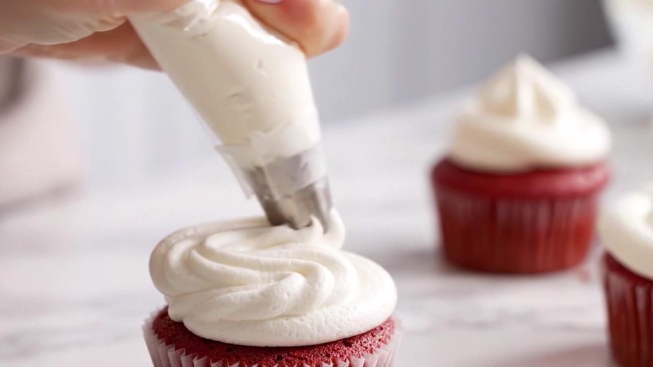 Perjalanan Langkah demi Langkah Mendekorasi Cupcake Red Velvet Lezat dengan Frosting Krim, Menampilkan Seni Teknik Kuliner Pastry