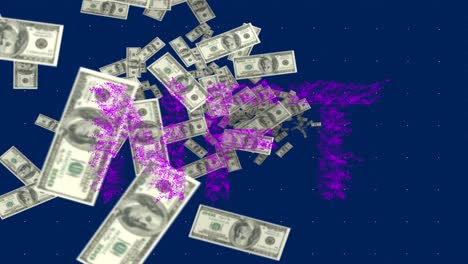 animation of nft text over american dollar bills