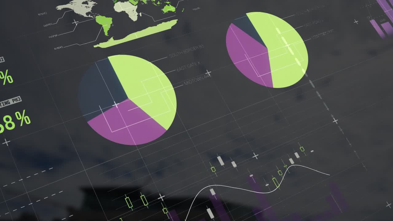 animación del procesamiento de datos sobre el paisaje