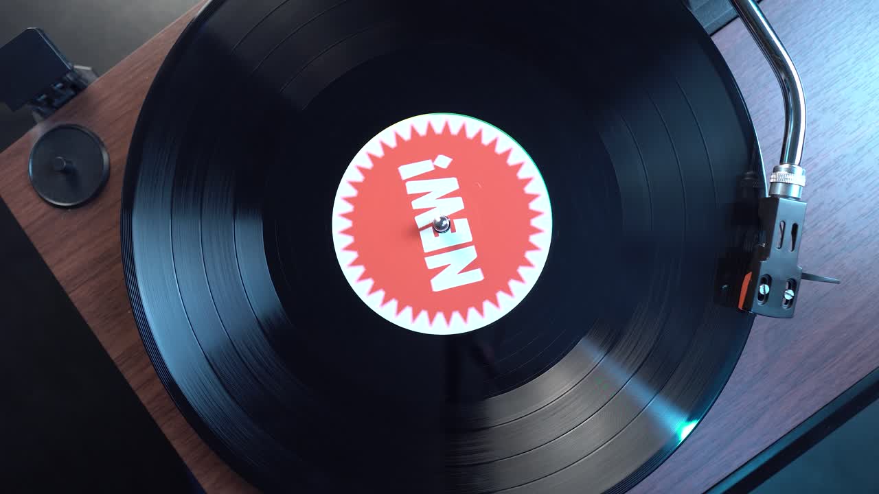 Starting Audio Playback of Vinyl Record With New Music, Top Down View
