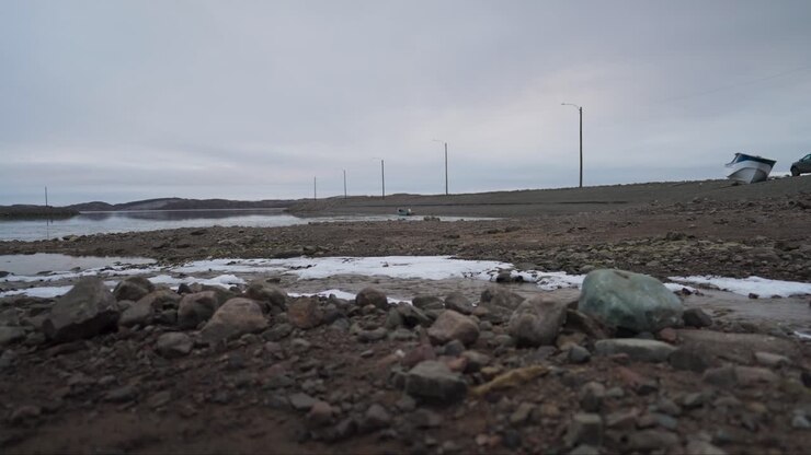 Water running into arctic town bay