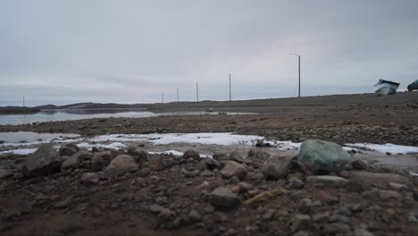 water running into arctic town bay