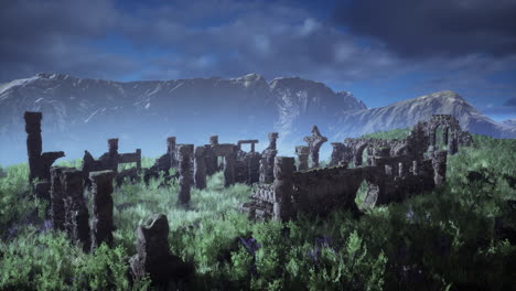 ancient stone ruins in a mountain landscape