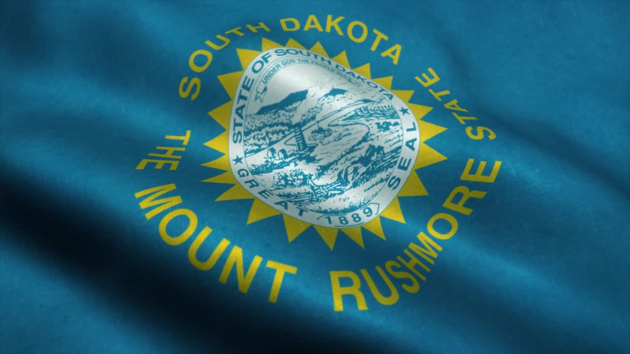 바람에 흔들리는 사우스 다코타 주 발 (south dakota state flag) - 사우스 다코 타 주 (south dakota) 의 국기.