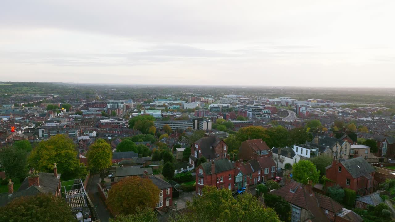 vistas desde el techo de la famosa e histórica ciudad de lincoln en el condado de lincolnshire, inglaterra, reino unido