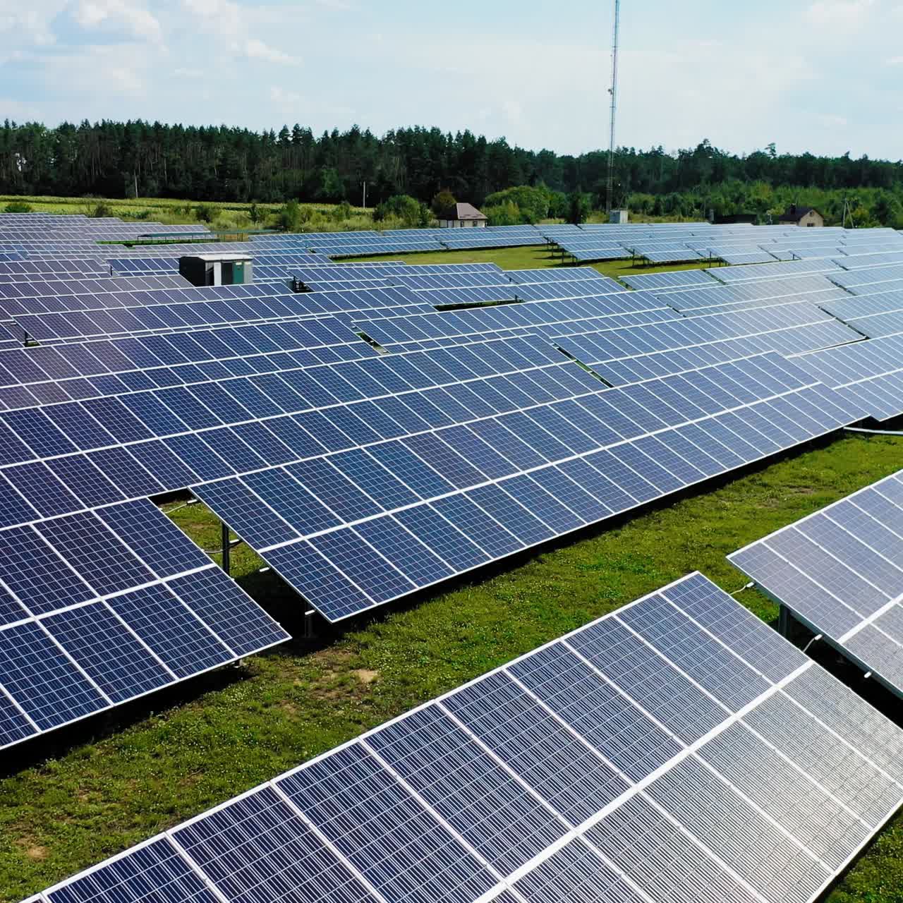 Solar panels field from above