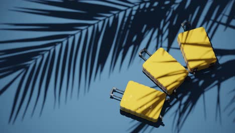 maletas sobre un fondo azul tropical