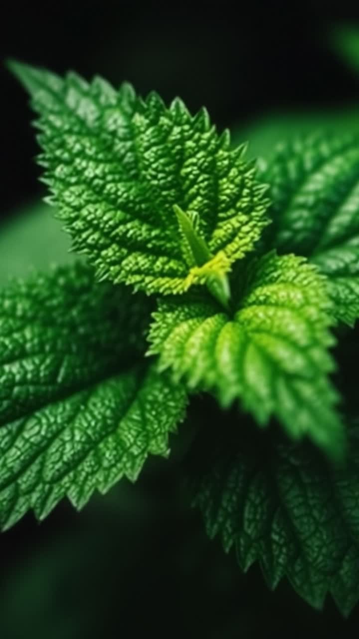 Primo piano di vivaci foglie verdi che mostrano trame intricate e crescita rigogliosa in un ambiente naturale