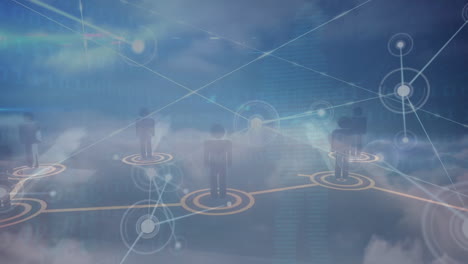 animation of people icons over network of connections