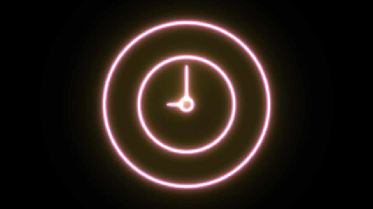 Neon light icon animation. 4K UHD black background.
