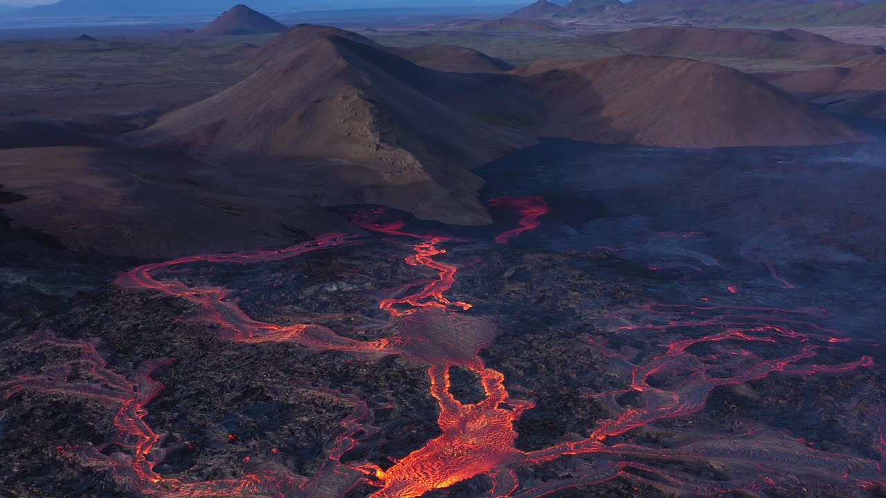 Aerial View of Lava Flow in Iceland