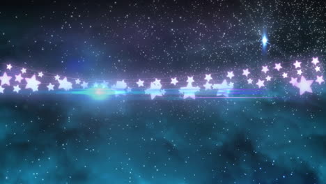 animación de estrellas y nubes en movimiento sobre fondo negro