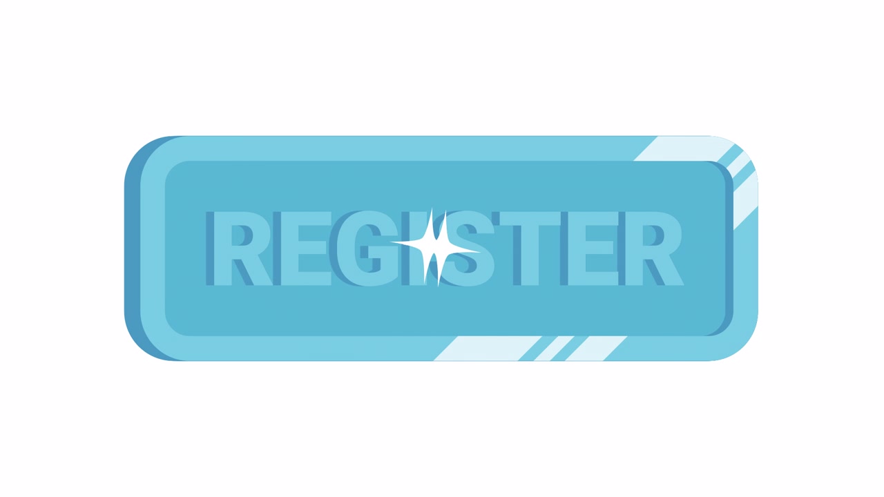 Animated Blue Register Button with Sparkling Light Effect
