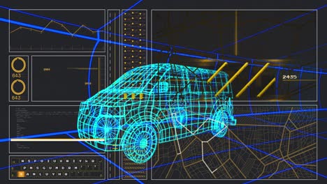 Animation-Eines-3D-Automodells-Mit-Digitaler-Schnittstelle-Und-Datenverarbeitung