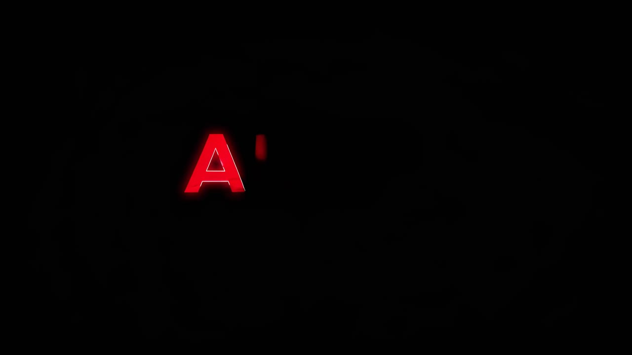 A close-up, eye-level shot of a glowing red 'ALERT' sign against a black background