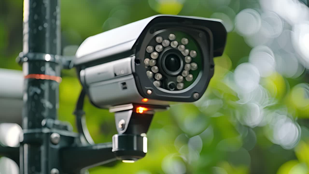 Close-up of an outdoor security camera