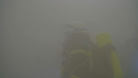 german firefighter with respiratory protection