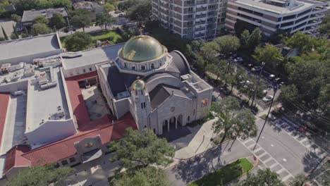 Antena---Anunciación-Catedral-Ortodoxa-Griega-En-Houston,-Tx