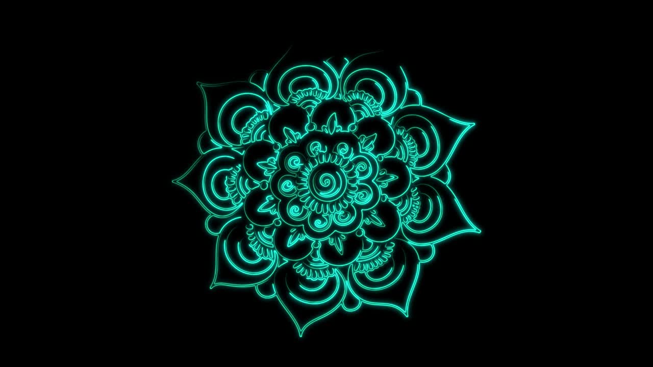 mandala abstract ornamento multicolor de neón línea de movimiento. 4k patrón de video mandala de la india.