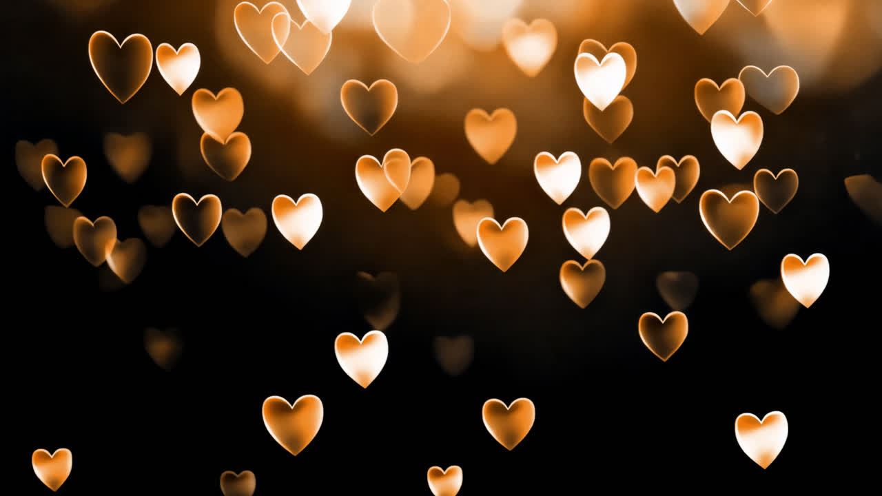 Glowing hearts romantic animated overlay, transparent 4K video, alpha channel, ProRes 4444