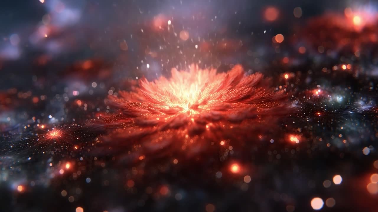 A Stunning Cosmic Bloom: Capturing the Vibrant Explosion of Light and Color in the Expansive Universe, Showcasing a Beautiful Galactic Flower-like Formation