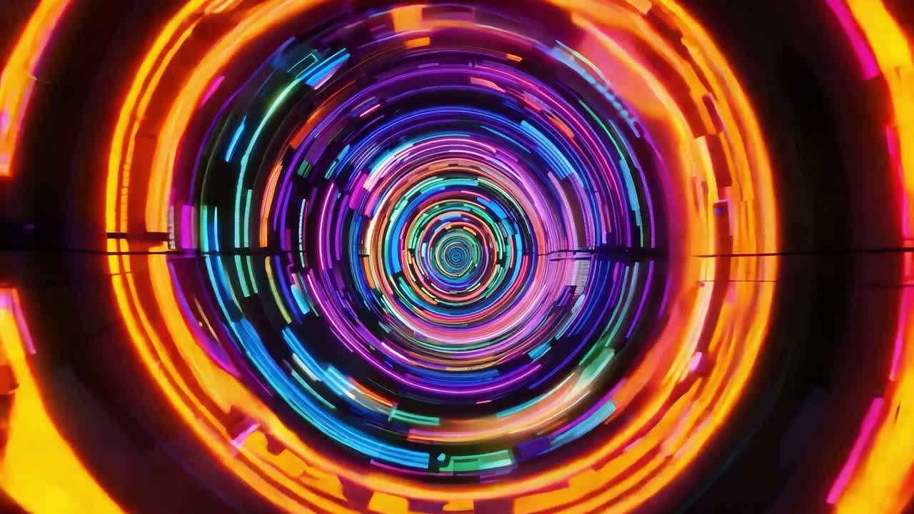 Abstract Neon Tunnel with Colorful Lights