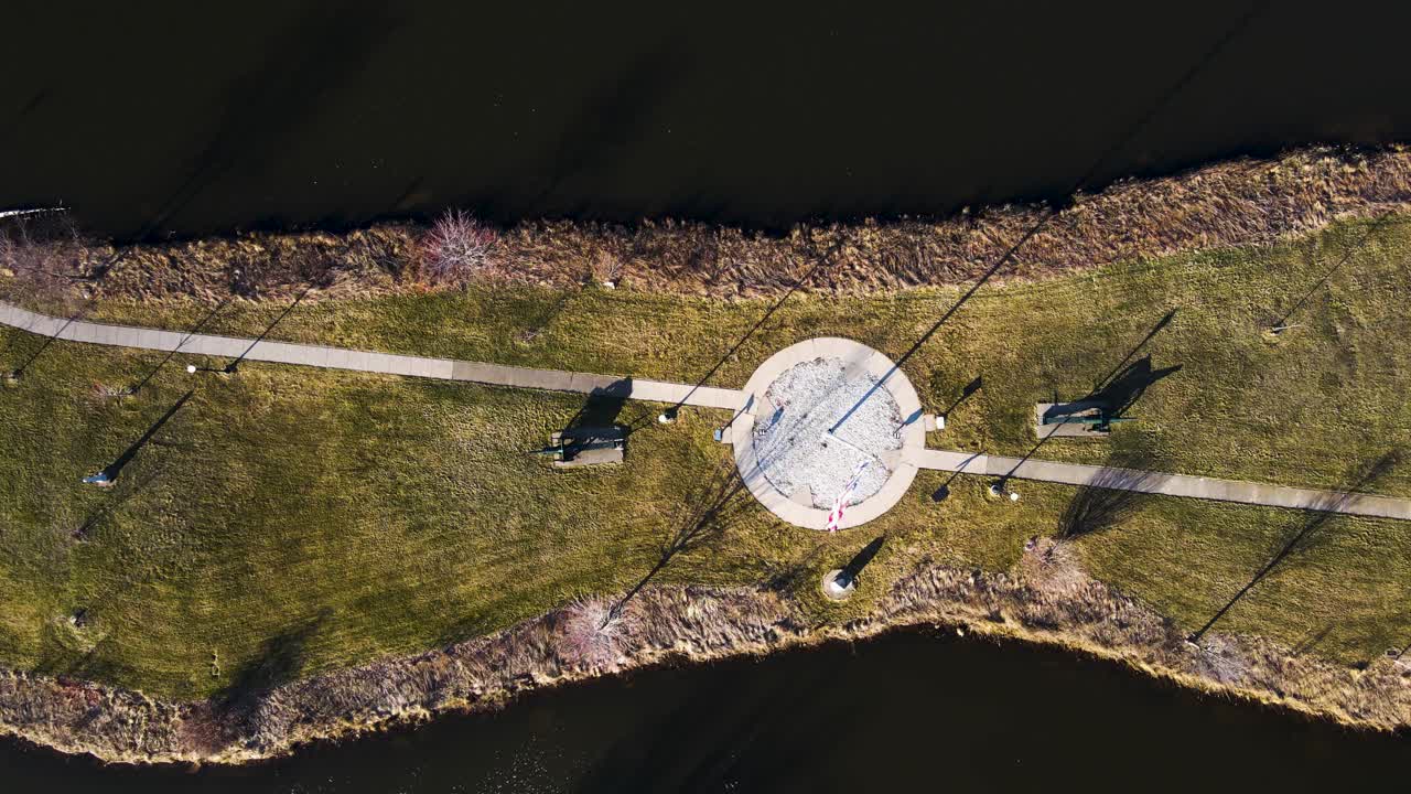 A Bird's eye view of a flag flowing in the wind