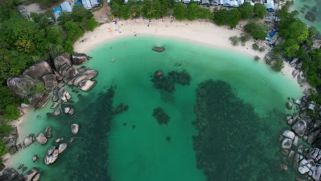 aerial-top-down-of-tropical-turquoise-ocean-and