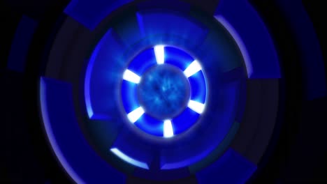 animation of blue circular interfaces spinning over black background