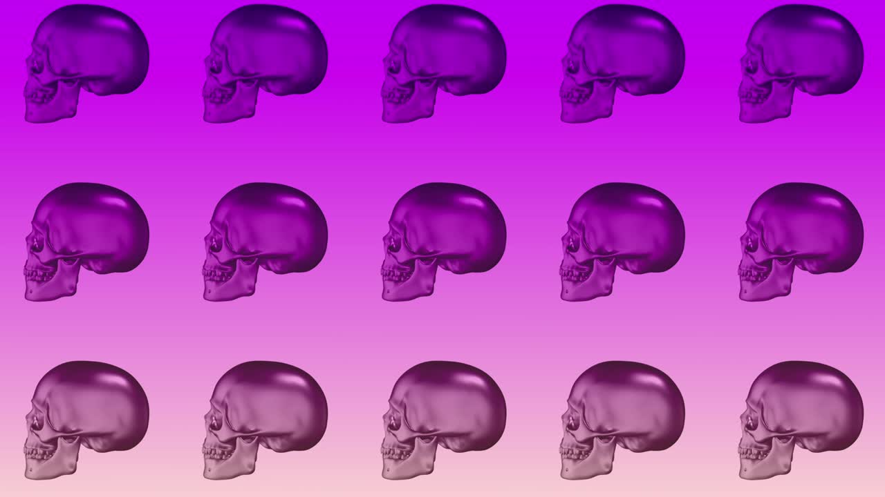 анимированный рисунок черепа, стиль vaporwave, идеальный кадр для фона для социальных сетей и моды, 4k