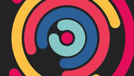 girar círculos en forma de espiral colorido fondo de animación. rotación vídeo gráfico de movimiento para uso de fondo