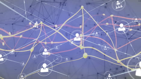 red de conexiones y animación de procesamiento de datos sobre un fondo abstracto