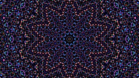 abstrakcyjny wzór kalejdoskopowy z czerwonymi i niebieskimi kolorami. magiczna mandala. 4k