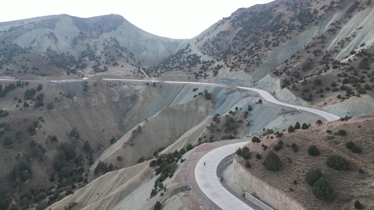 Siah Koh mountains Afghanistan Drone Aerial flight over wilderness and arid, remote barren desert ridges, Badghis